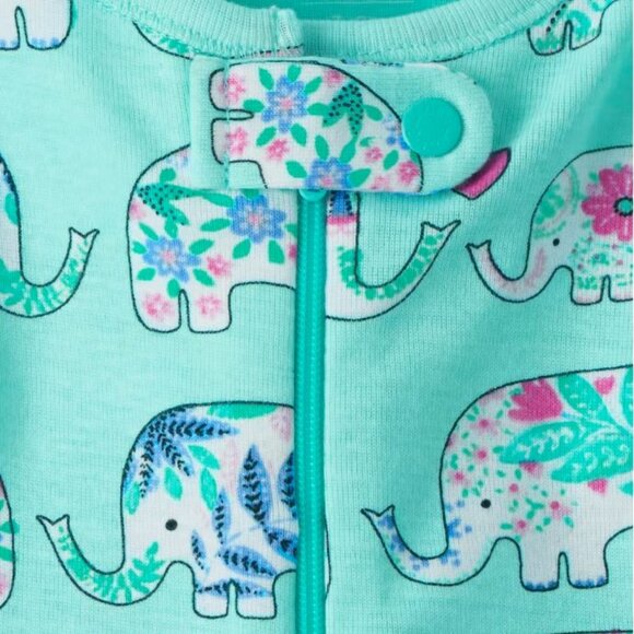 NWT The Children’s Place Girls Elephant Snug Fit Cotton One Piece Pajamas - Picture 3 of 6